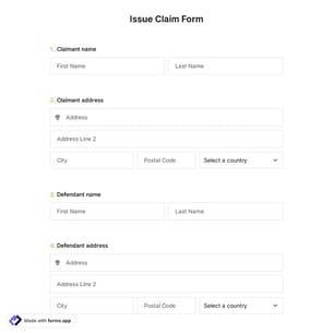 Issue Claim Form Template