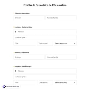 Emettre le Formulaire de Réclamation