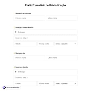 Emitir Formulário de Reivindicação