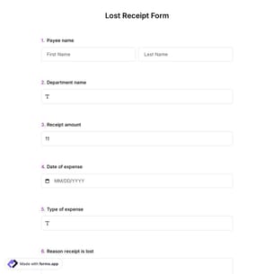 Lost Receipt Form Template