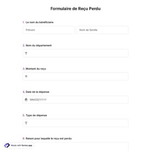 Formulaire de Reçu Perdu
