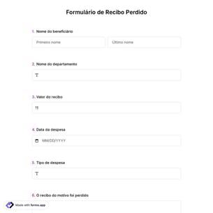 Formulário de Recibo Perdido