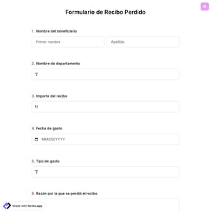 Plantilla de Formulario de Recibo Perdido