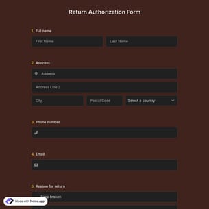 Return Authorization Form Template