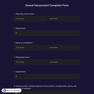 Sexual Harassment Complaint Form Template