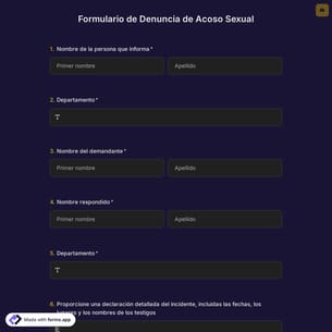 Plantilla de Formulario de Denuncia de Acoso Sexual