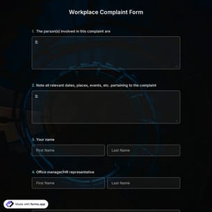 Workplace Complaint Form Template