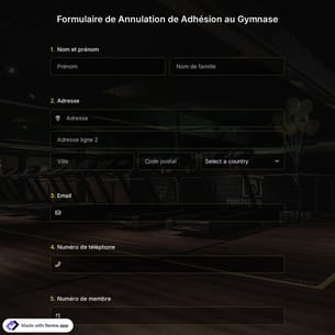 Formulaire de Annulation de Adhésion au Gymnase