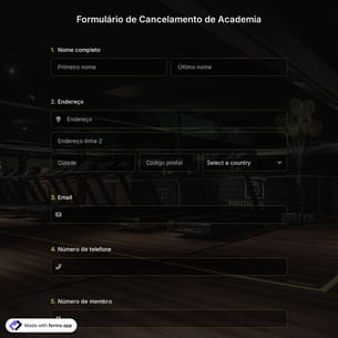 Formulário de Cancelamento de Academia