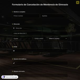 Formulario de Cancelación de Membresía de Gimnasio