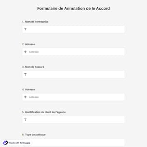 Formulaire de Annulation de le Accord