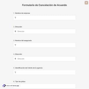 Plantilla de Formulario de Cancelación de Acuerdo