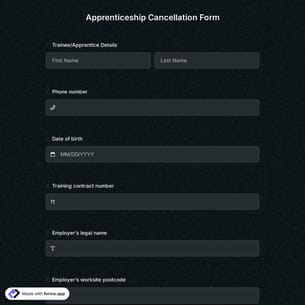 Apprenticeship Cancellation Form Template