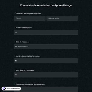 Formulaire de Annulation de Apprentissage