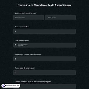 Formulário de Cancelamento de Aprendizagem