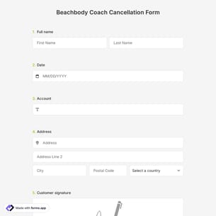 Beachbody Coach Cancellation Form Template