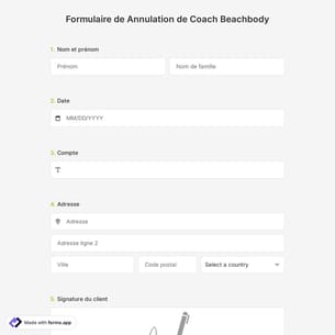Formulaire de Annulation de Coach Beachbody