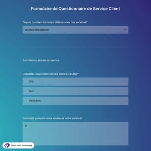 Formulaire de Questionnaire de Service Client 