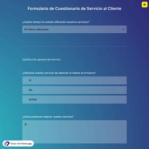 Plantilla de Cuestionario de Servicio al Cliente