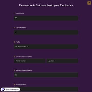 Plantilla de Formulario de Entrenamiento para Empleados