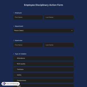 Employee Disciplinary Action Form Template