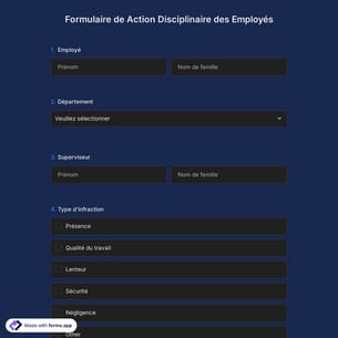 Formulaire de Action Disciplinaire des Employés