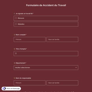 Formulaire de Accident du Travail
