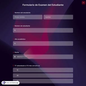 Plantilla de Formulario de Examen del Estudiante