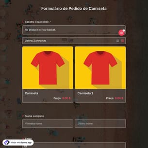 Formulário de Pedido de Camiseta