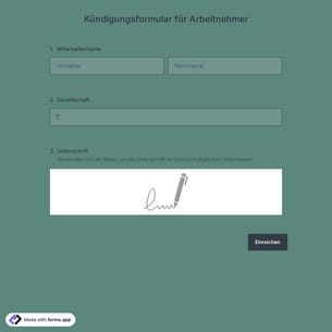 Kündigungsformular für Arbeitnehmer