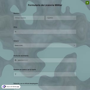 Plantilla de Formulario de Licencia Militar