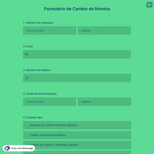 Plantilla de Formulario de Cambio de Nómina