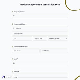 Previous Employment Verification Form Template
