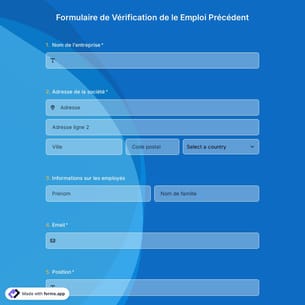 Formulaire de Vérification de le Emploi Précédent