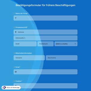 Bestätigungsformular für frühere Beschäftigungen