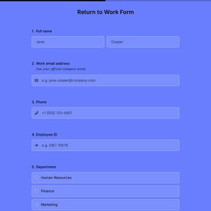 Return to Work Form Template