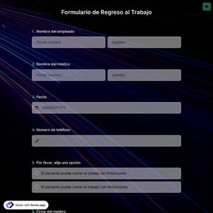 Plantilla de Formulario de Regreso al Trabajo