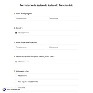 Formulário de Aviso de Aviso do Funcionário