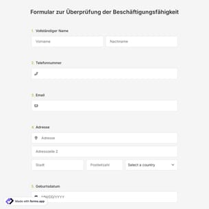 Formular zur Überprüfung der Beschäftigungsfähigkeit