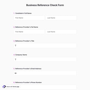 Business Reference Check Form