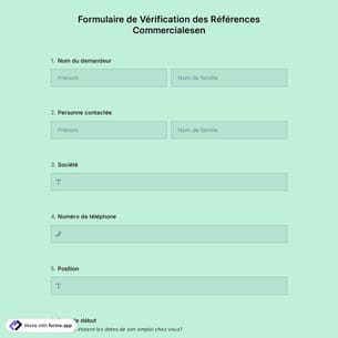 Formulaire de Vérification des Références Commercialesen