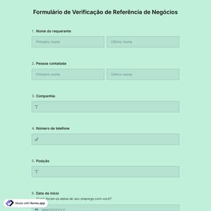 Formulário de Verificação de Referência de Negócios