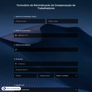 Formulário de Reivindicação de Compensação de Trabalhadores