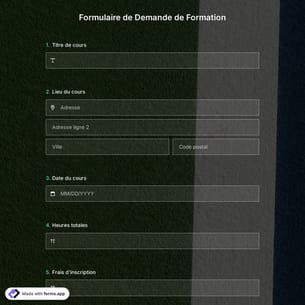 Formulaire de Demande de Formation
