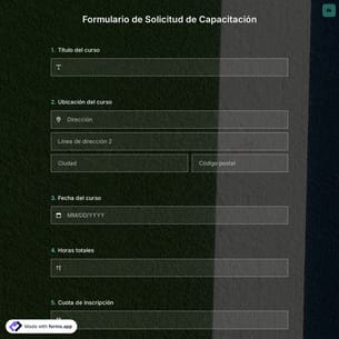 Plantilla de Formulario de Solicitud de Capacitación