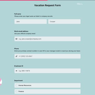 Vacation Request Form Template