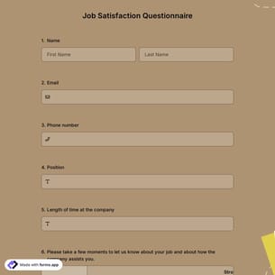 Job Satisfaction Questionnaire Template