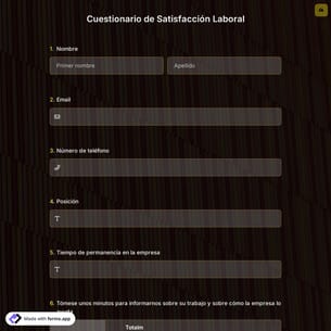 Plantilla de Cuestionario de Satisfacción Laboral