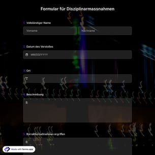 Formular für Disziplinarmassnahmen