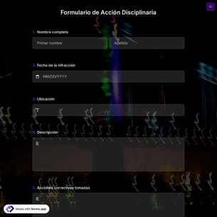 Plantilla de Formulario de Acción Disciplinaria